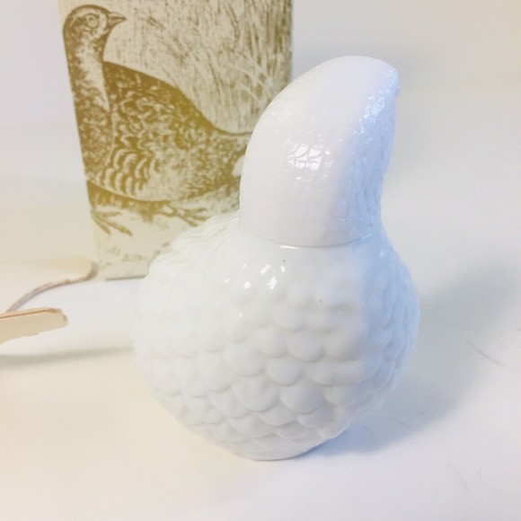 Vintage Avon THE PARTRIDGE Unforgettable Cologne White Glass Partridge UN-Used - Picture 8 of 10